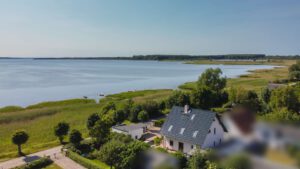 Der Blick auf die Bootsanlegestelle