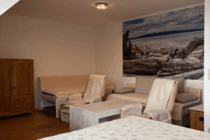 Der gemütliche Wohn- und Schlafbereich